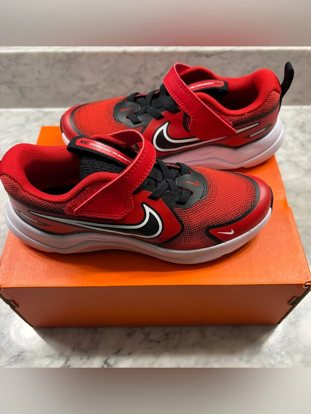 Nike Toddler Little Boy Cosmic Runner Sneakers Red Black White Strap Shoe 13